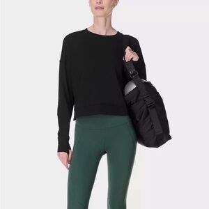 Sweaty Betty Black Long Sleeve After Class Crop Sweatshirt